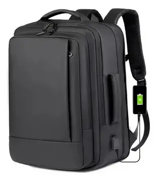 mochila homens faixa impermeável expansão preto liso