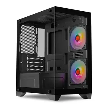 gabinete gamer tgt gladiator rainbow mid-tower lateral de vidro com 2 fans preto tgt-gld-bk