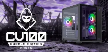 gabinete gamer mancer cv100 purple edition mid-tower lateral vidro 3 fans preto mcr-cv100-peb