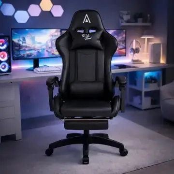 cadeira gamer alpha rija de couro sintético preta