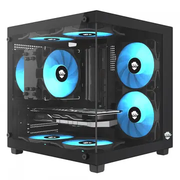 gabinete gamer ninja ryomaru mini tower vidro temperado matx sem fonte com 3 fans rainbow preto gn cs rmmab3f