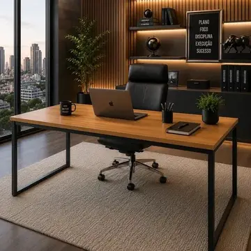 móveis ma madeira mesa escritório industrial 150cm