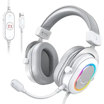 Headset Gamer Fifine H6W 71 Surround Drivers De 50Mm Rgb Usb White