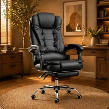 Laruno Cadeira de Escritório Ergonômica Presidente com Apoio de Pés Preta