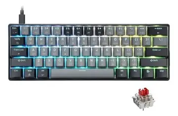 PARCELADO! Teclado Mecânico Gamer 60% Com Hotswap Rgb E Switches Vermelhos Usb-c Layout Us