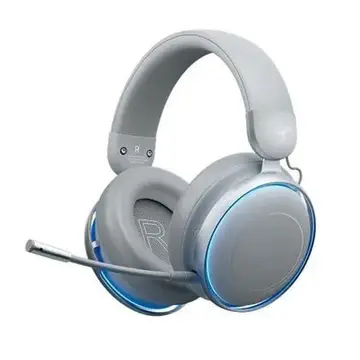 Headset Gamer Machenike Gx60 Bluetooth 5 4 Som Surround 7 1 Drivers 53Mm Wireless 2 4Ghz 15Ms Anc 48Db Bateria 98Hrs Led Azul Gelo Cinza