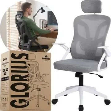 Cadeira De Escritorio Ergonomica Nr17 Glorious Marqs Home Giratoria Resistente Reforçada 180kg Confortavel Reuniao Mesh Cinza