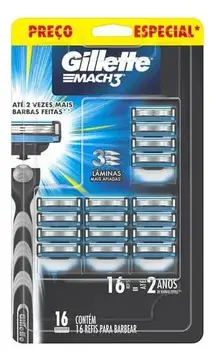 higiene e cuidados pessoais gillette mach3 carga para aparelho 16 unidades