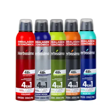 higiene pessoal herbissimo desodorante antitranspirante aerossol 250ml kit 5 unidades