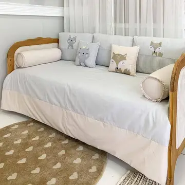 móveis biramar baby sofá cama 6 peças duvet woodland branco/cinza/bege
