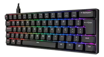 teclado akko 3061s preto 60% abnt2 orange rgb usb-c