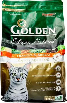 ração para gatos premier pet golden seleção natural para gatos adultos 3kg frango e arroz