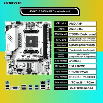 placa mãe jginyue b450m pro argb am4
