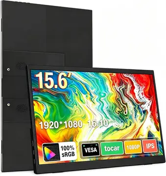 Monitor portátil de 15,6 polegadas, conectividade USB-C e HDMI, resolução Full HD 1080p, falantes integrados compatível com diversos disposi