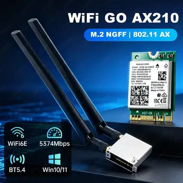 WiFi 6E Go Box AX210 NGFF M.2 WiFi 6E 5374Mbps, Bluetooth 5.3