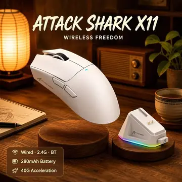 Mouse Sem Fio com Dock Attack Shark X11, Sensor PAW3311