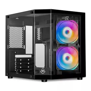 Gabinete Gamer Aquário Mancer CV700M, Mini-Tower Lateral de Vidro Com 2 Fans Preto MCR-CV700M-BK-2F