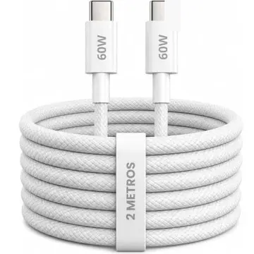 Cabo USB-C Tipo C 60W Trançado 2M Premium De Nylon Compatível com iPhone 15, 15 Pro/Max, iPhone 16, 16 Pro/Max, iPhone 17, 17Pro/Max, Samsun