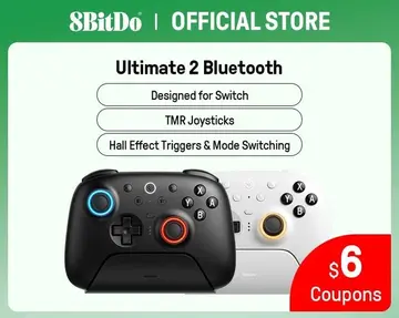 Controlador de jogos Bluetooth 8BitDo Ultimate 2 para Switch 2,1 e Windows PC com joysticks TMR, gatilhos comutáveis, controle de movimento