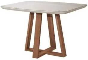 Mesa de Jantar Bennett c/Vidro Retangular 4 lugares 115 cm Natural Off White Província