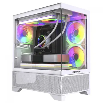 Gabinete Gamer Round5 Draven White Mid Tower Lateral E Frontal De Vidro M Atx Sem Fans Branco R5 Draven W