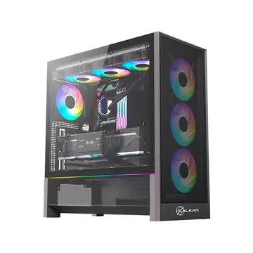 Gabinete Gamer Kalkan Hakon Pro E Atx Sem Fans Lateral Em Vidro Temperado Preto Klk00094