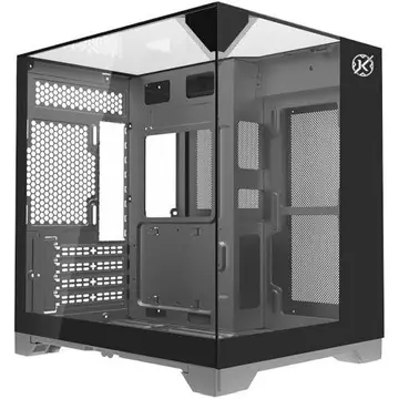 PARCELADO! Gabinete Gamer Kalkan Midgard Vision Preto Micro ATX Aquário Sem Fans Câmara Dupla Painéis de Vidro Temperado Triplo Vista Panorâ