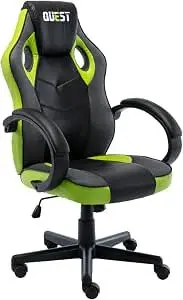 Cadeira Gamer Quest Preto e Verde Fratini
