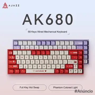 Teclado Mecânico Ajazz AK680 RGB WIRED, Hot-Swap