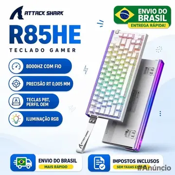 ATTACK SHARK R85HE Teclado Mecânico Magnético com Switch Roxo 8000Hz