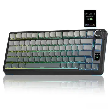Teclado Gamer AULA S75Pro 75% com Luz RGB e Tela TFT, Teclado Mecânico Hot-Swappable para Jogos e Escritório