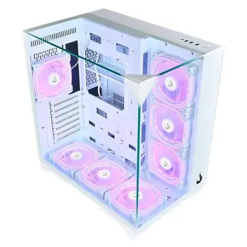 Gabinete Gamer Rise Mode Galaxy Full Glass, Mid Tower, ATX, Lateral e Frente em Vidro Temperado, Sem FANs, Branco - RM-CA-FG-W
