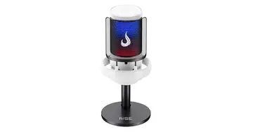 Rise Mode Elite 05 Microfone Gamer Usb com Suporte de Mesa Rgb, Branco