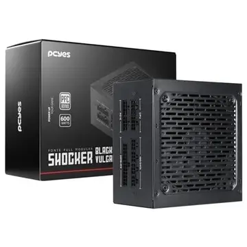 Fonte Gamer Pcyes Shocker Full Modular 600w 80 Plus White - Black Vulcan - FM600WBV