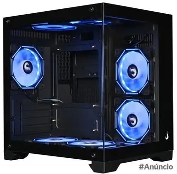 Gabinete Gamer Rise Mode Galaxy Glass M Mini S/fan, Compacto m-ATX ITX Lateral e Frontal em Vidro Temperado