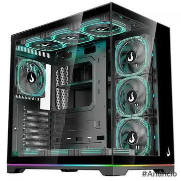 Gabinete Gamer Rise Mode Galaxy Glass Standard V2 Led Argb Mid Tower Vidro Temperado Atx Sem Fonte Sem Fan Preto Rm Ga Ggst2L Fb