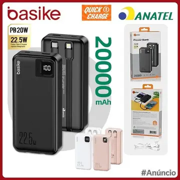 Basike Carregador Portátil Power Bank 20000mAh Bateria Externa Para iPhone Samsung Pow079