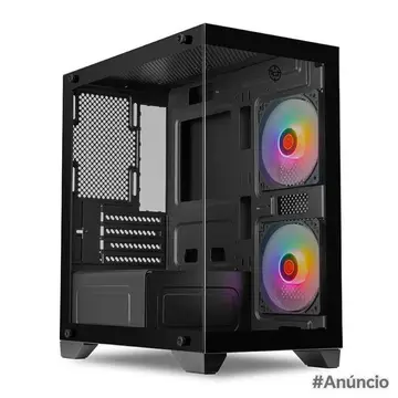 Gabinete Gamer TGT Gladiator, Rainbow, Mid-Tower, Lateral de Vidro, Com 2 Fans, Preto, TGT-GLD-BK