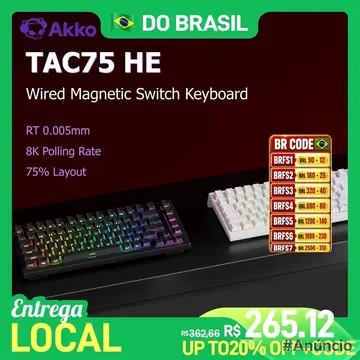 Akko TAC75 HE 75% Teclado Magnético, 0.05mm, 8000Hz, RGB, TAC75, TAC75HE, 75HE