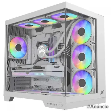 Gabinete Gamer Superframe Vhagar Mid Tower Vidro Temperado Atx Branco Sem Fan Sf Cs Vgmawsf