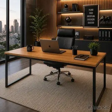 Mesa Escritório Industrial 150cm Home Office Corporativo Ma Madeira