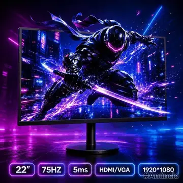 Monitor LCD 22 Full HD 1920×1080 75Hz VESA 75mm 16:9 HDMI VGA 5ms