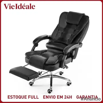 Cadeira De Escritorio Presidente Ergonomica Apoio Para Pés preto