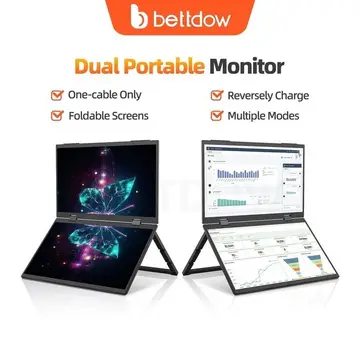 monitor bettdow tela dupla dobrável 15.4 polegadas ips fhd