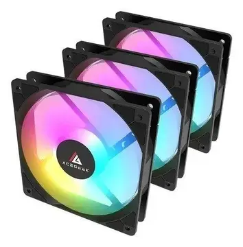 kit ventoinhas acegeek rw12 3x120mm rainbow preto