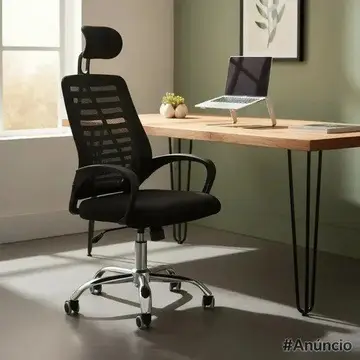 cadeira eike executiva mesh zebra alta preta giratória reclinável