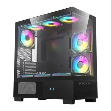 gabinete acegeek echo mini mini-tower lateral de vidro preto