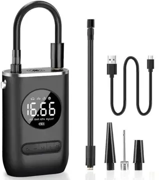 Calibrador Compressor Bomba De Ar Portátil Digital com Lanterna LED para Encher Pneus de Carro, Moto, Bike, Bicicleta, Bola e Piscina Infláv