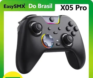 Controle Sem FIo EasySMX X05 Pro Rgb, Hall Effect, Botões Programáveis, Conexão Tri Mode, 1000hz & 1000mAh