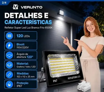 refletor led super led 400w ip67 bivolt 6500k